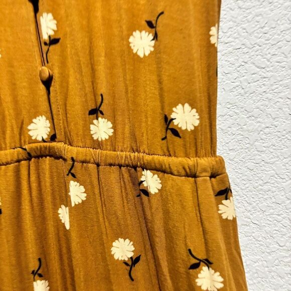Matilda Jane Womens Wide Leg Tie Waist Jumpsuit Yellow Front Daisy Floral XSmall - Picture 4 of 10